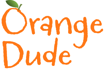 orange dude text logo