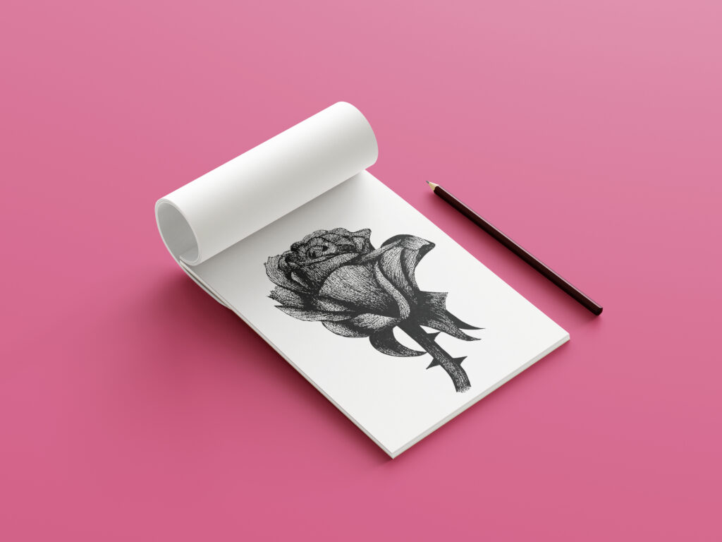 sketch of a rose mockup