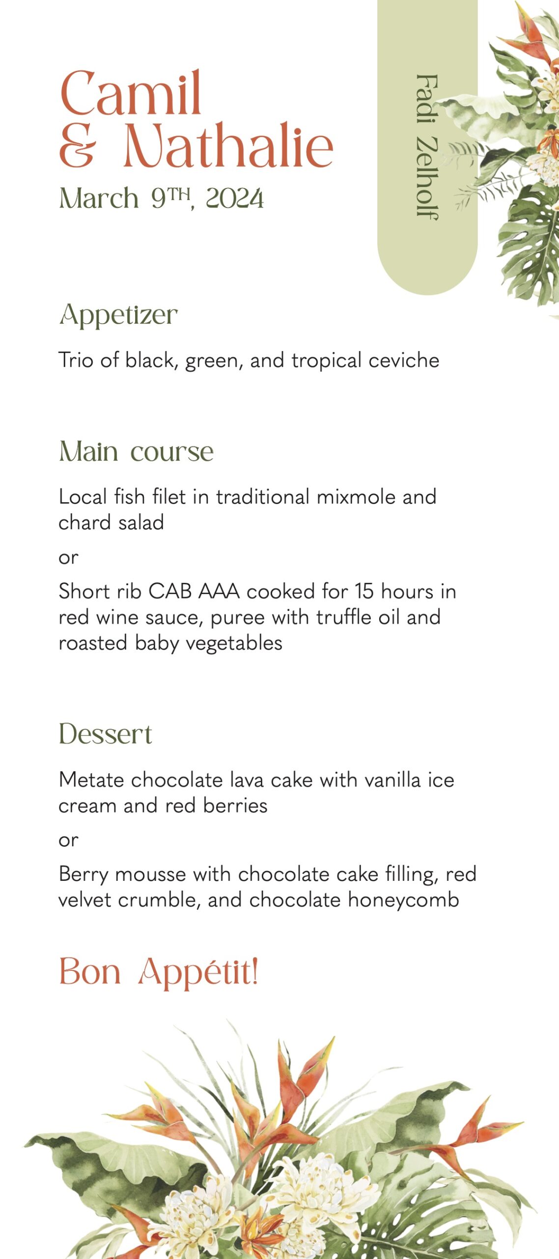 wedding food menu