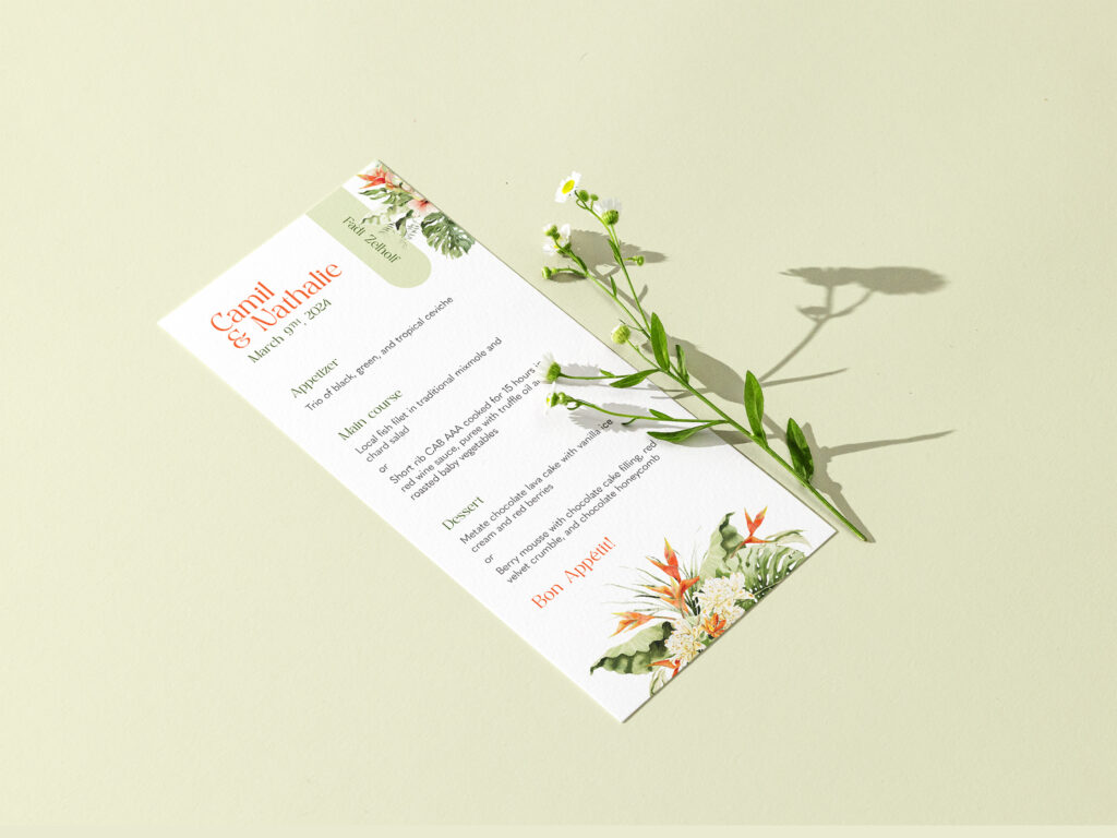 wedding food menu mockup